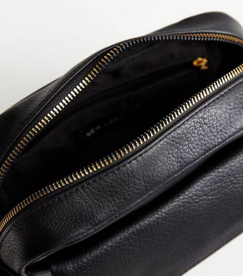 Black Leather-Look Flap Cross Body Bag New Look Vegan