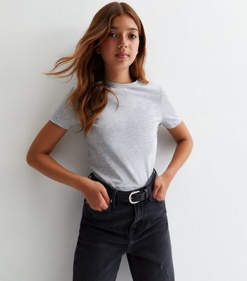 Girls Grey Crew Neck T-Shirt New Look