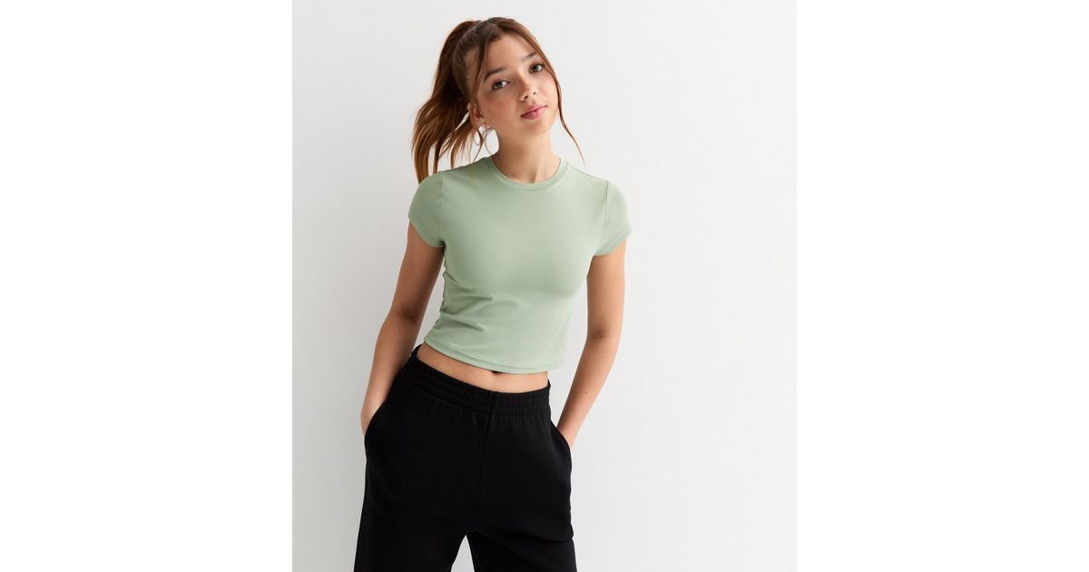 Girls Cotton Green Neon Printed T-Shirt