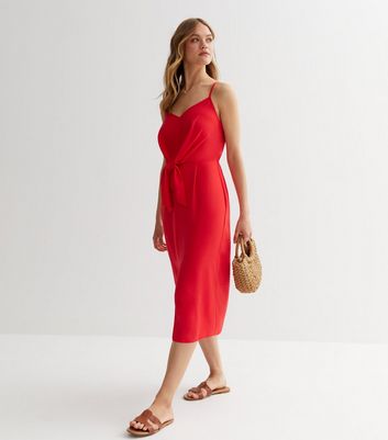 Red cami hot sale midi dress