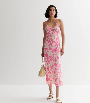 Pink Floral Strappy Midaxi Dress New Look
