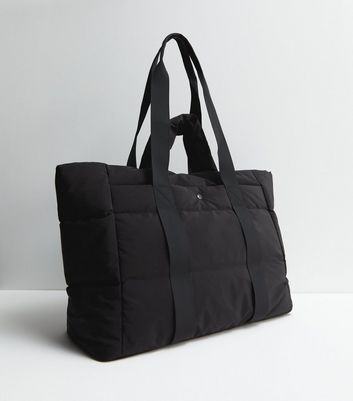 Black Padded Sporty Tote Bag New Look