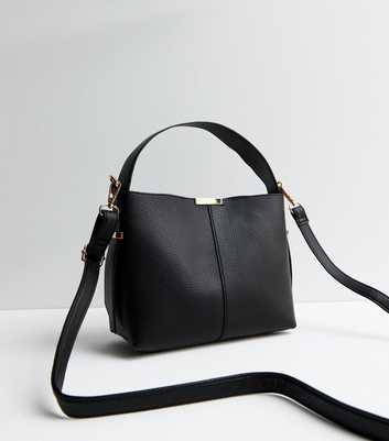 Black Leather-Look Bucket Bag
