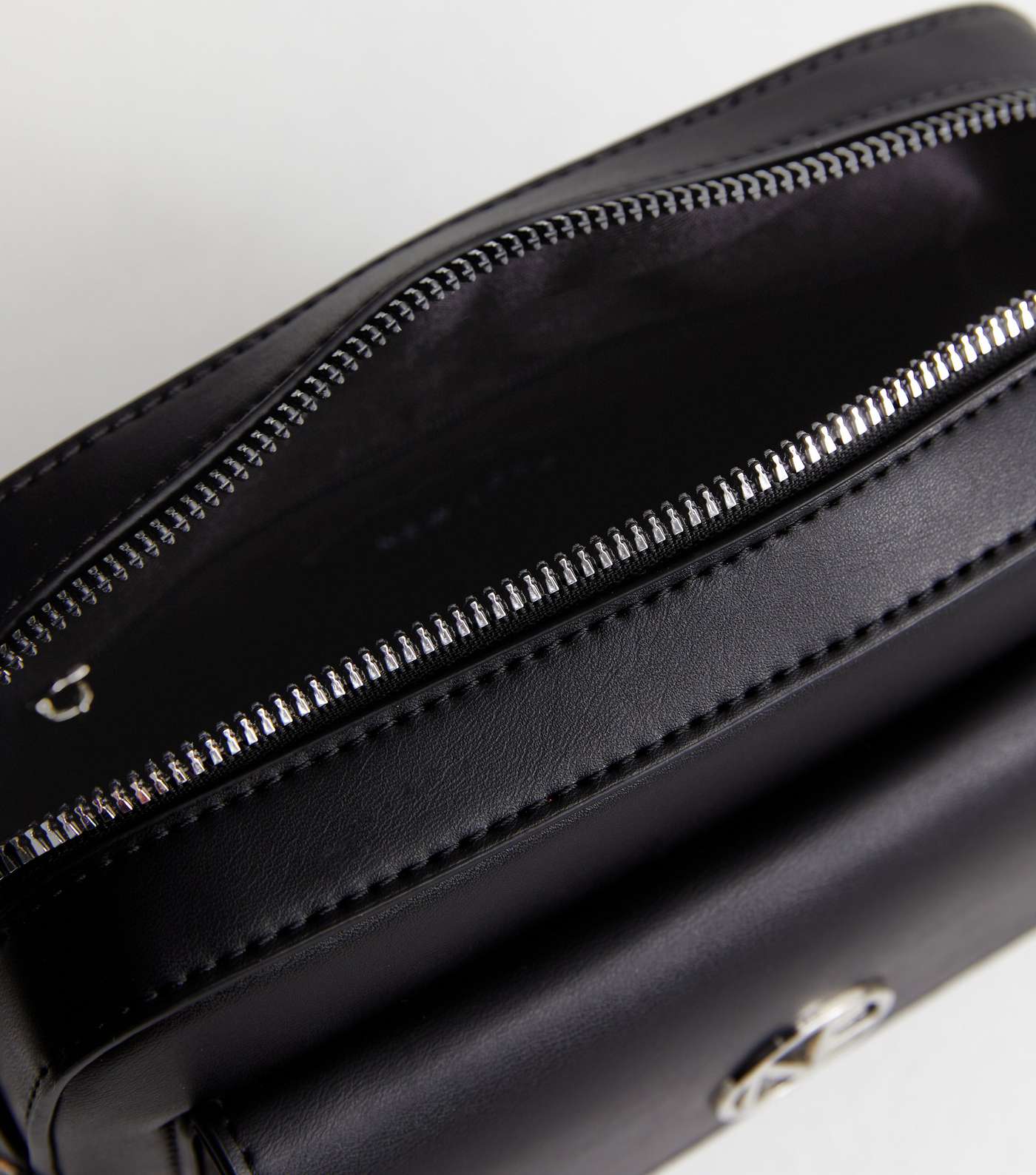 Black Leather-Look Pocket Front Cross Body Bag Image 5
