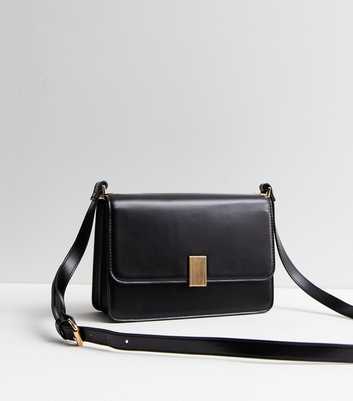 Black Leather-Look Cross Body Bag