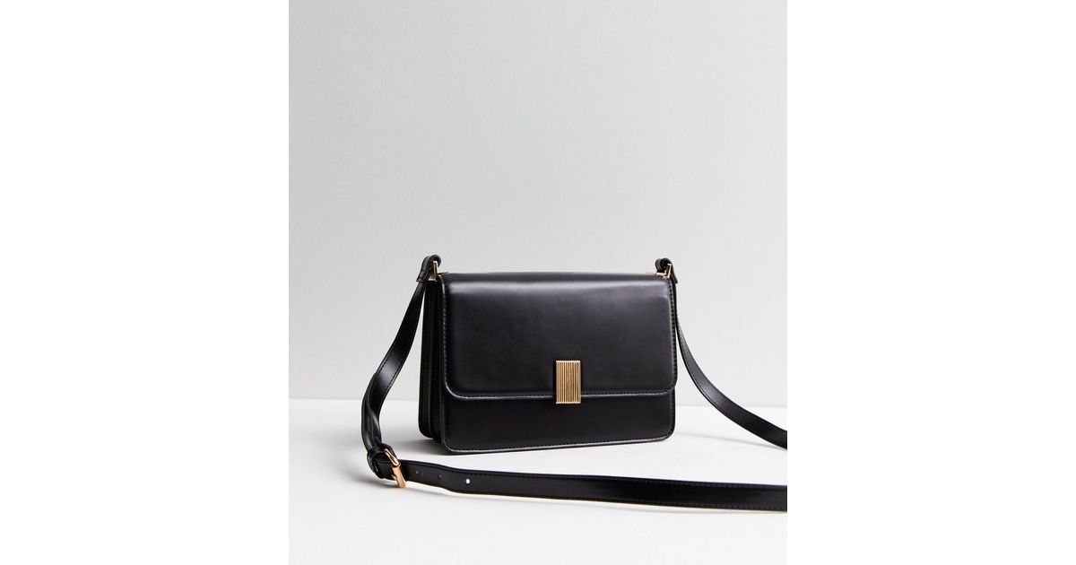 Black LeatherLook Cross Body Bag New Look