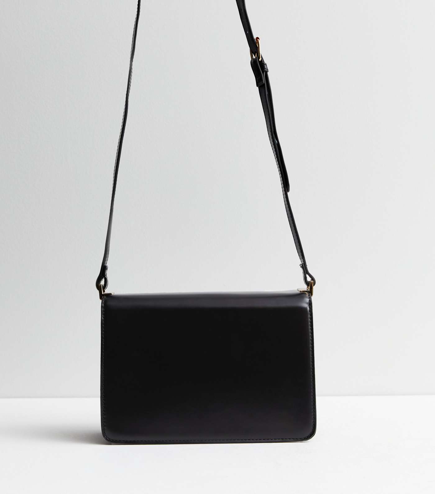 Black Leather-Look Cross Body Bag Image 4