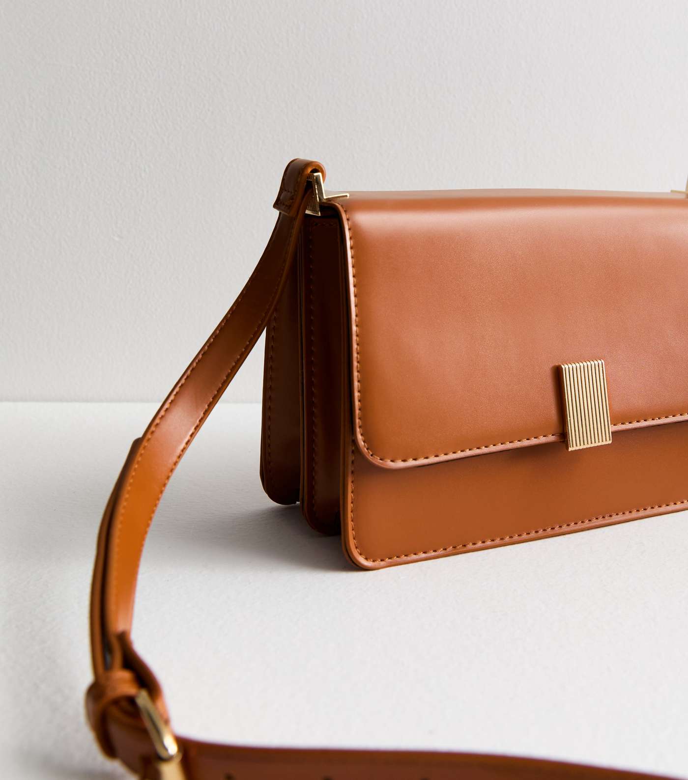 Tan Leather-Look Cross Body Bag Image 3