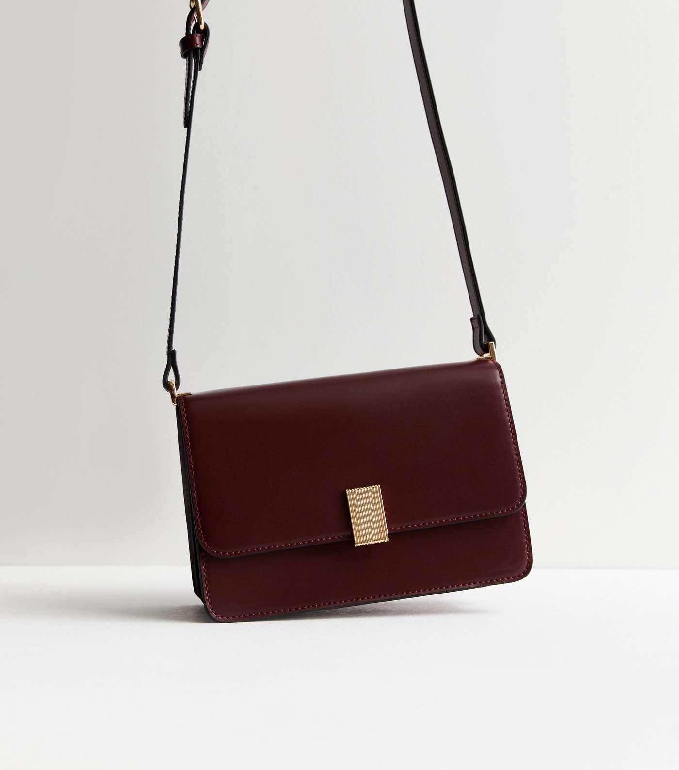 Burgundy Leather-Look Cross Body Bag
