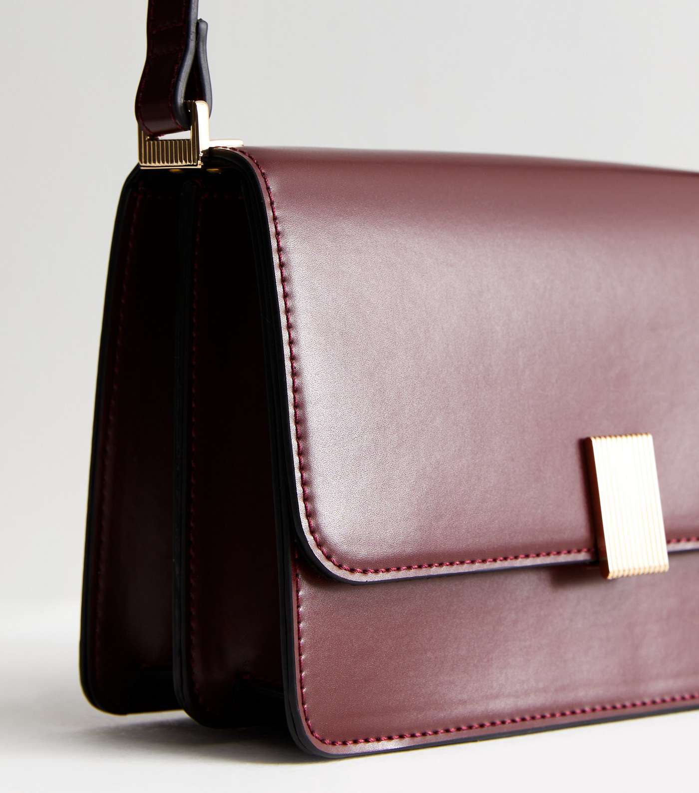 Burgundy Leather-Look Cross Body Bag Image 3