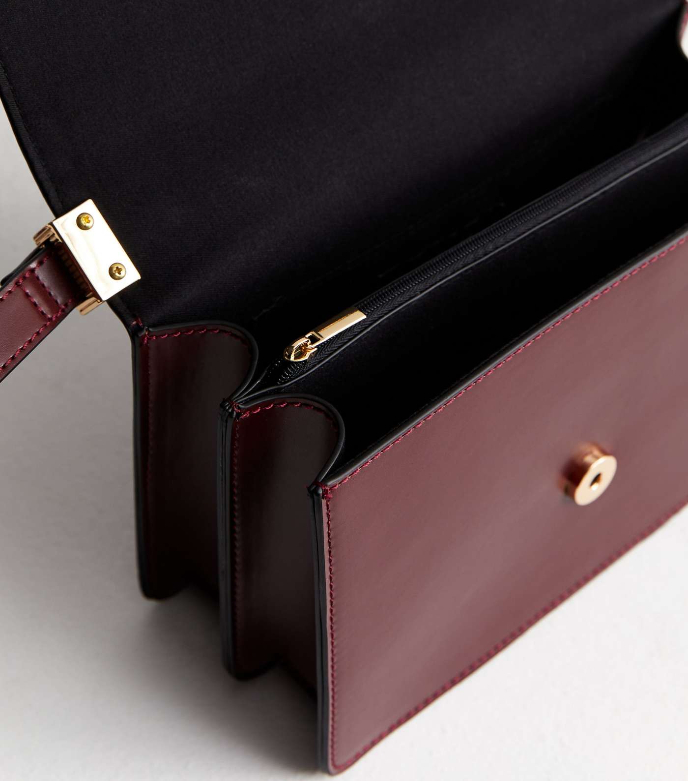 Burgundy Leather-Look Cross Body Bag Image 5