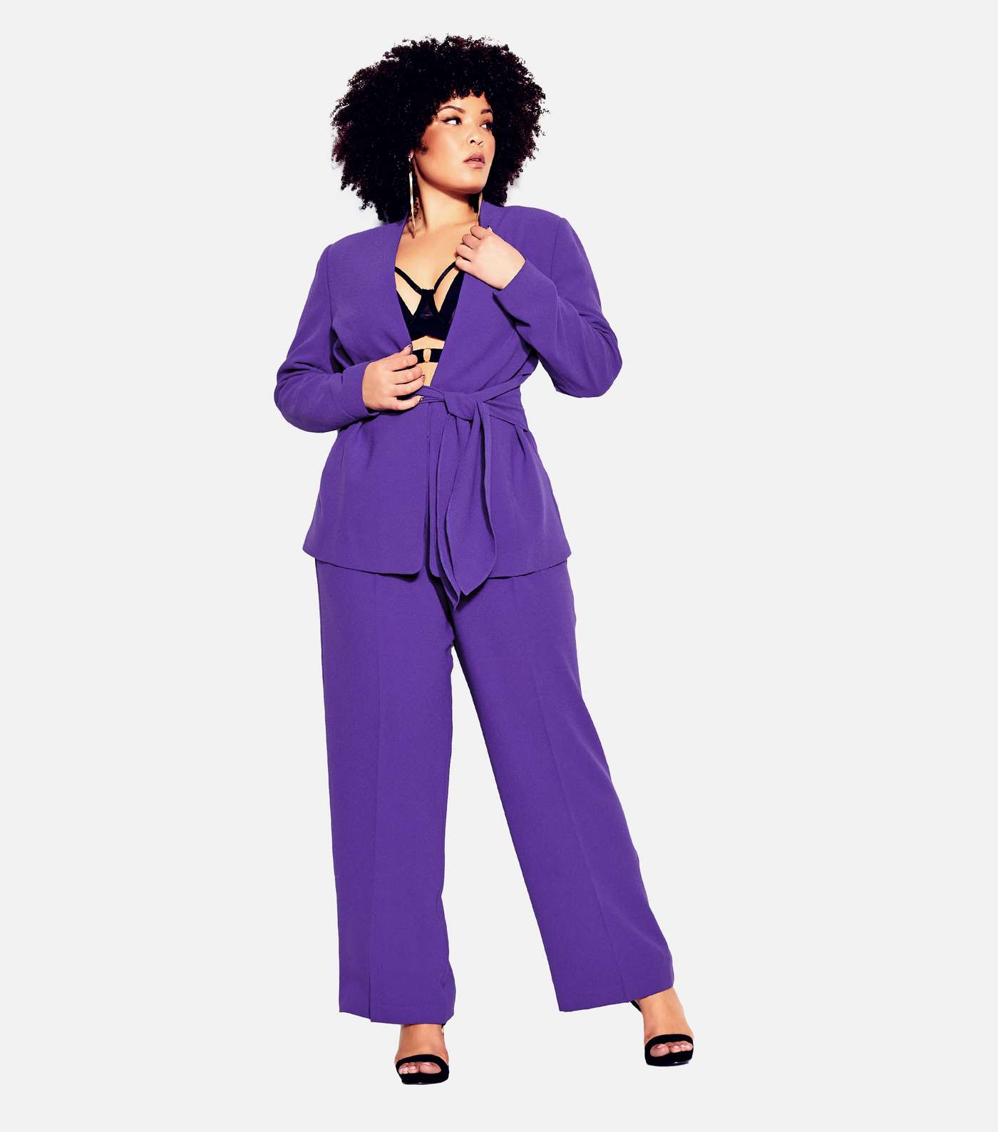 City Chic Curves Purple Belted Wrap Jacket Image 2