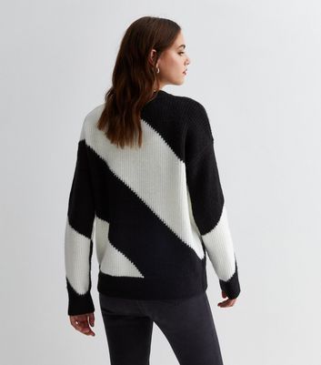 Black and clearance white block jumper