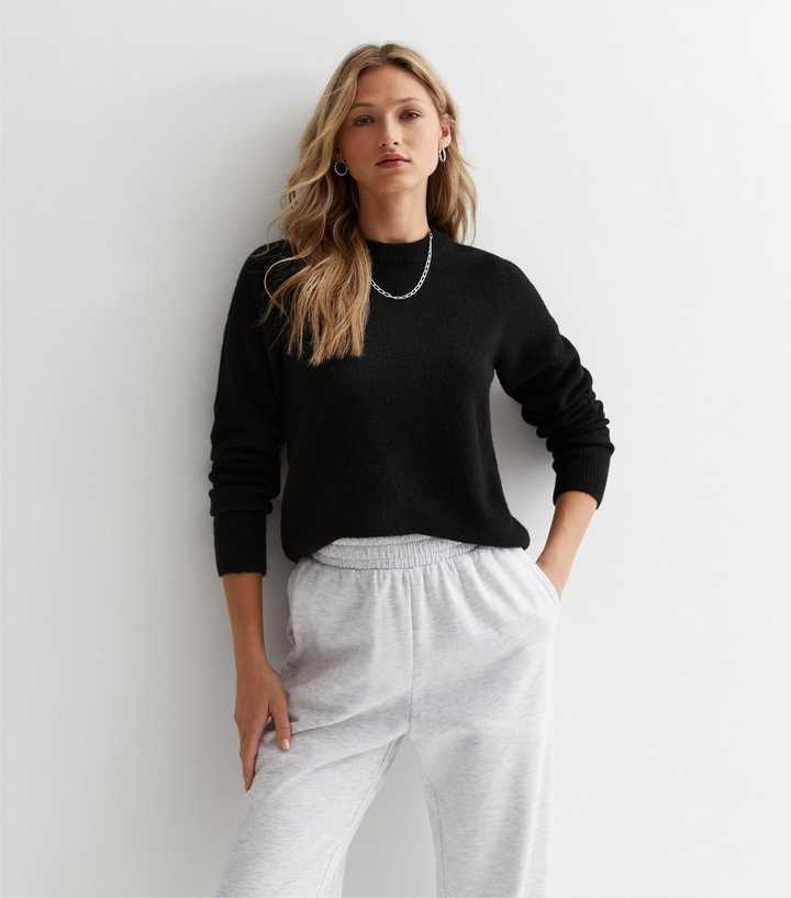 Black Knit Crew Neck Jumper