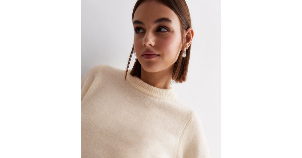 Off White Knit Crew Neck Jumper | New Look