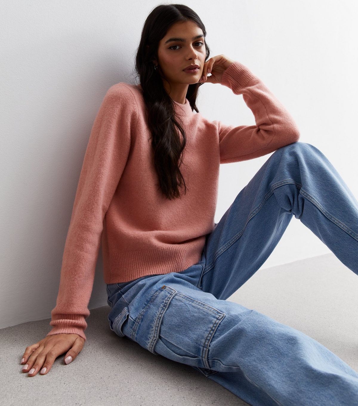 Women's Mid Pink Knit Crew Neck Jumper New Look