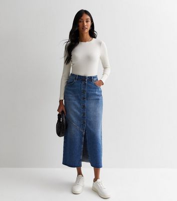 Button up front denim skirt best sale