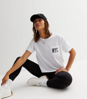 White NYC Boxy Logo T-Shirt | New Look