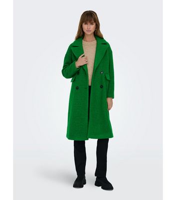 ONLY Green Double Breasted Coat New Look