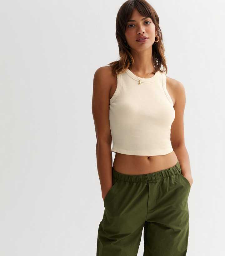 Cream Acid Wash Crop Vest