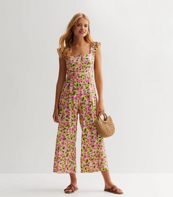 New look yellow store floral jumpsuit