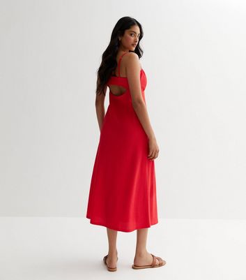 Red strappy best sale midi dress