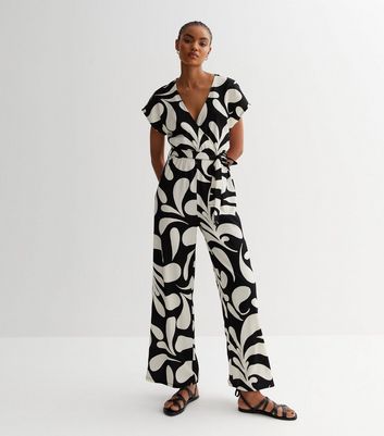 New look black and best sale white jumpsuit