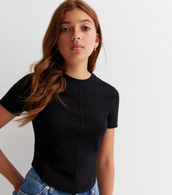 Girls Black Seam Corset Top