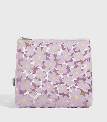 Skinnydip Lilac Glitter Floral Wash Bag