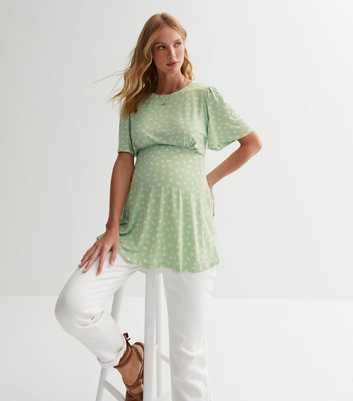 Maternity Green Floral Jersey Long Top