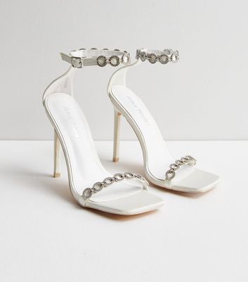 Wide Fit White 2 Part Platform Block Heel Sandals | New Look