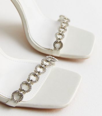Public Desire Off White Diamante Stiletto Heel Sandals New Look
