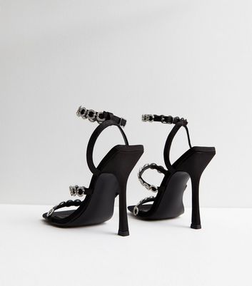 Public Desire Black Diamante Hoop Stiletto Heel Sandals New Look