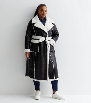 Long black coat with hotsell fur trim