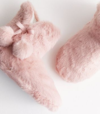 pink fluffy slipper boots