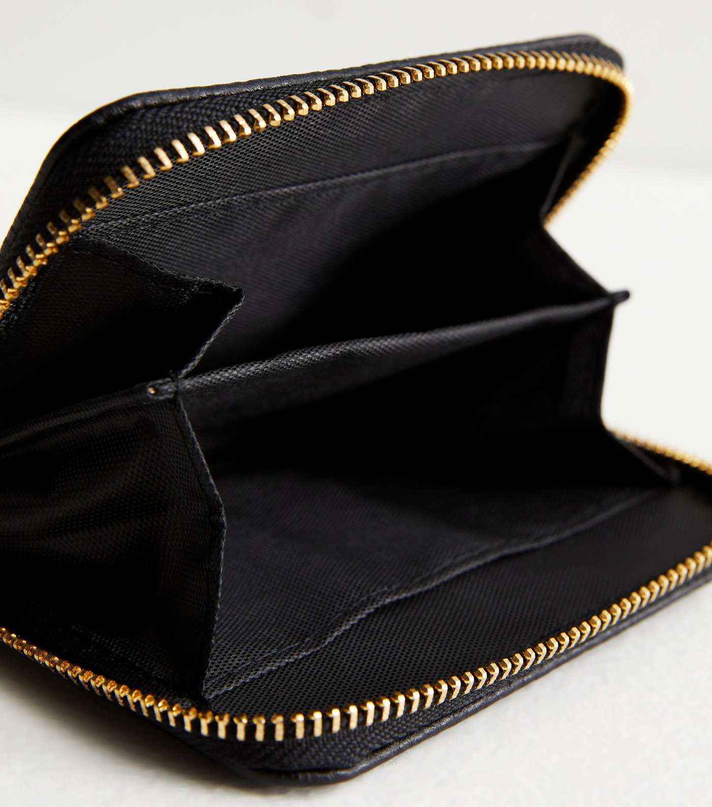 Black Leather-Look Zip Around Purse Image 4
