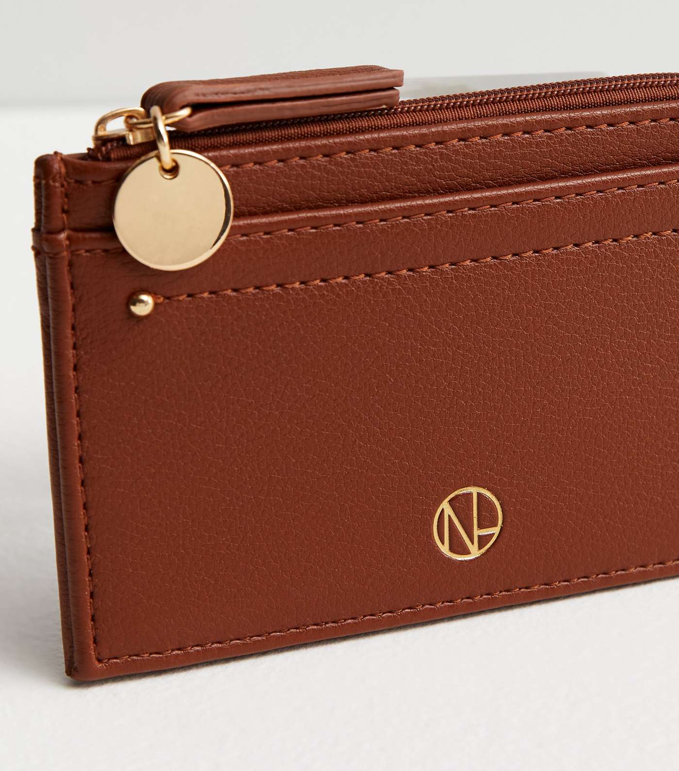 Tan Leather-Look Card Holder Image 2