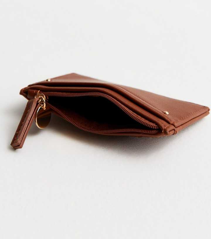 Tan Leather-Look Card Holder New Look