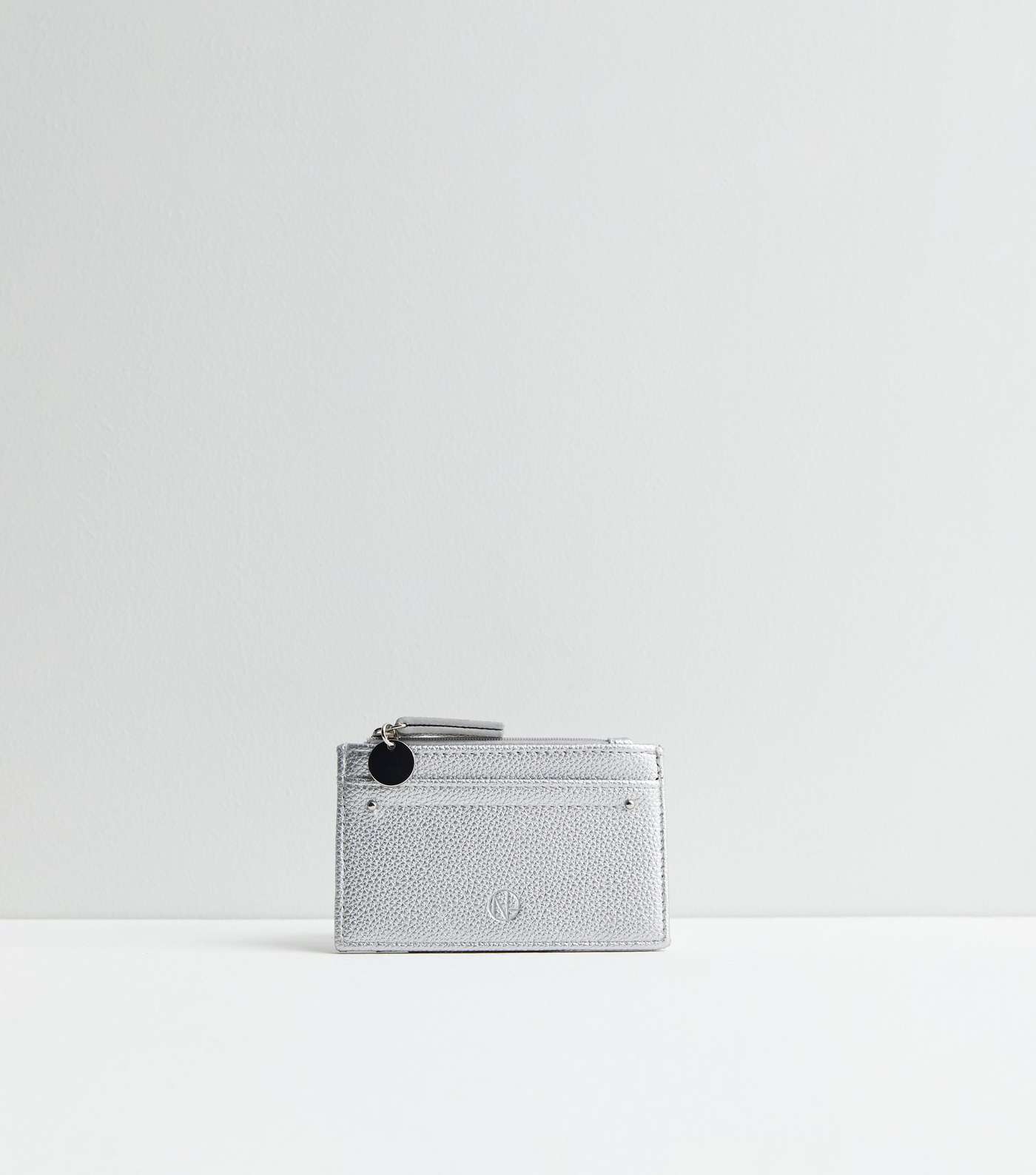 Silver Leather-Look Card Holder