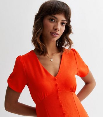 Red button best sale through midi dress