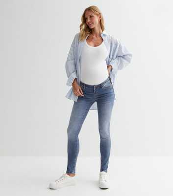 Mamalicious Maternity Blue Elasticated Slim Fit Jeans
