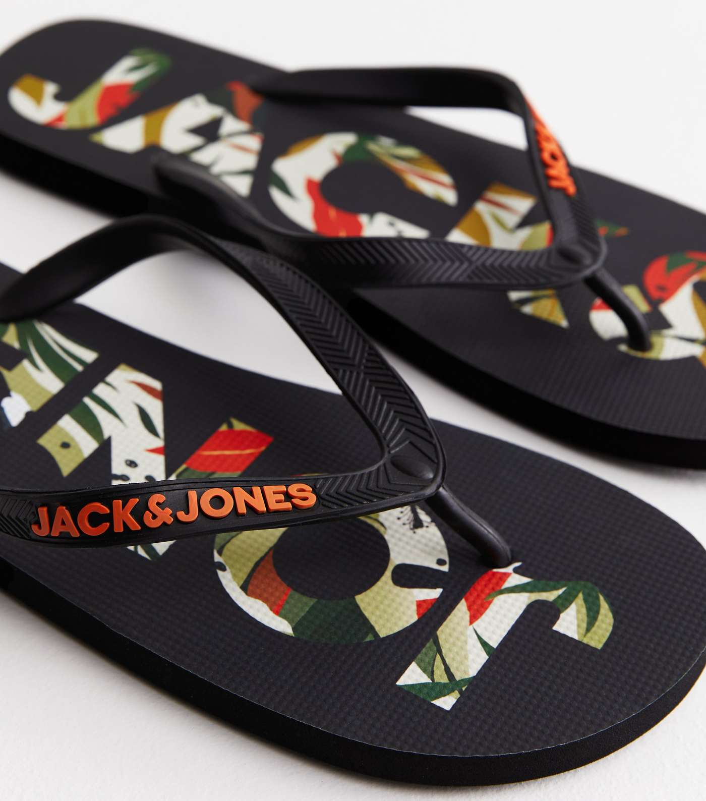 Jack & Jones Black Palm Logo Flip Flops Image 3