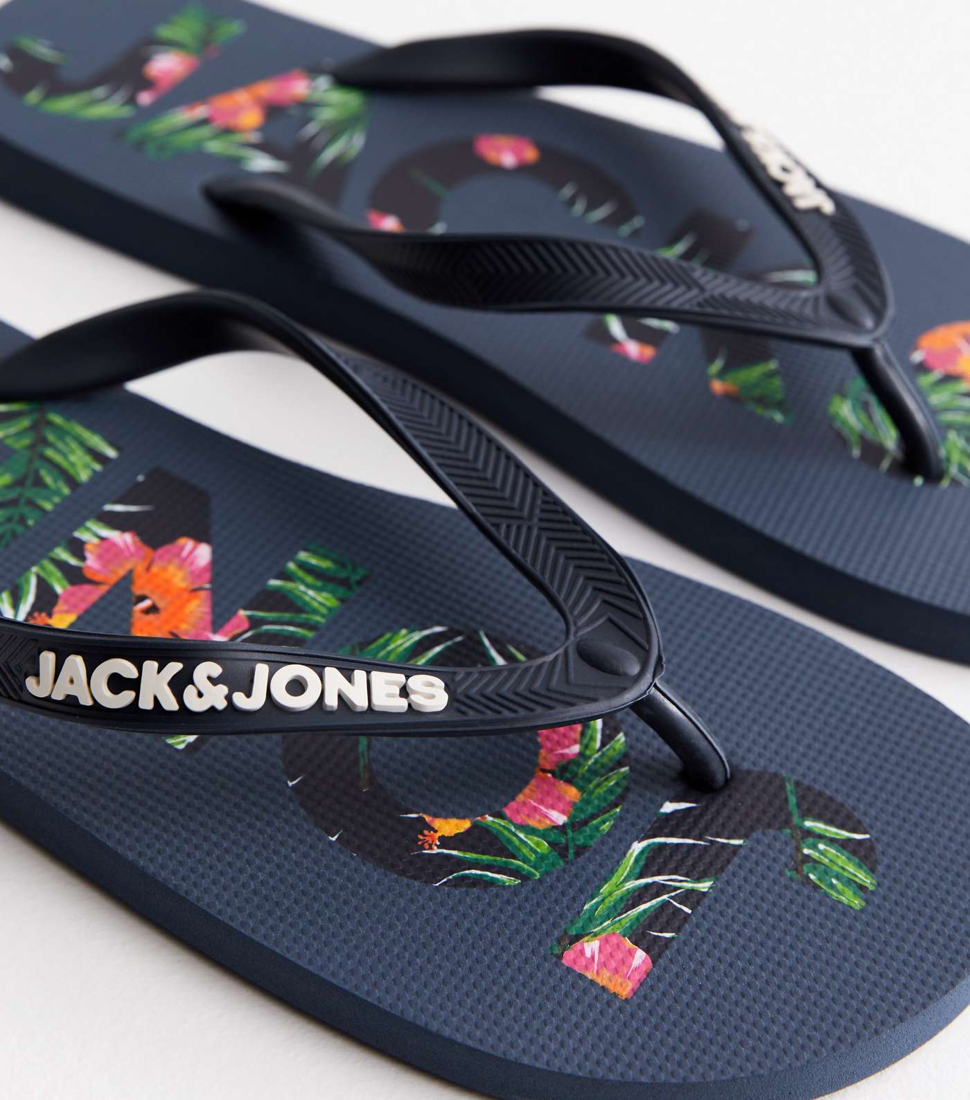 Jack & Jones Navy Palm Logo Flip Flops Image 3
