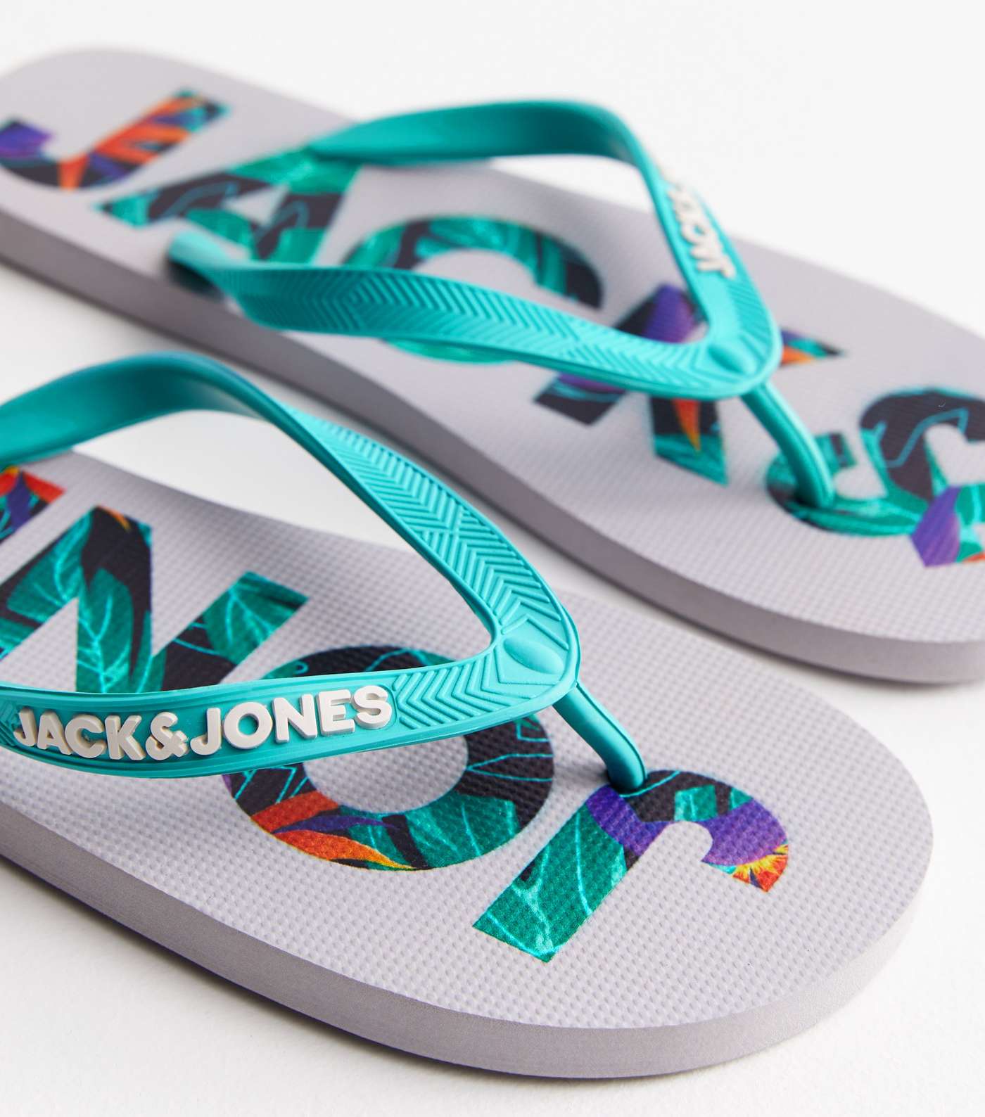 Jack & Jones Grey Palm Logo Flip Flops Image 3