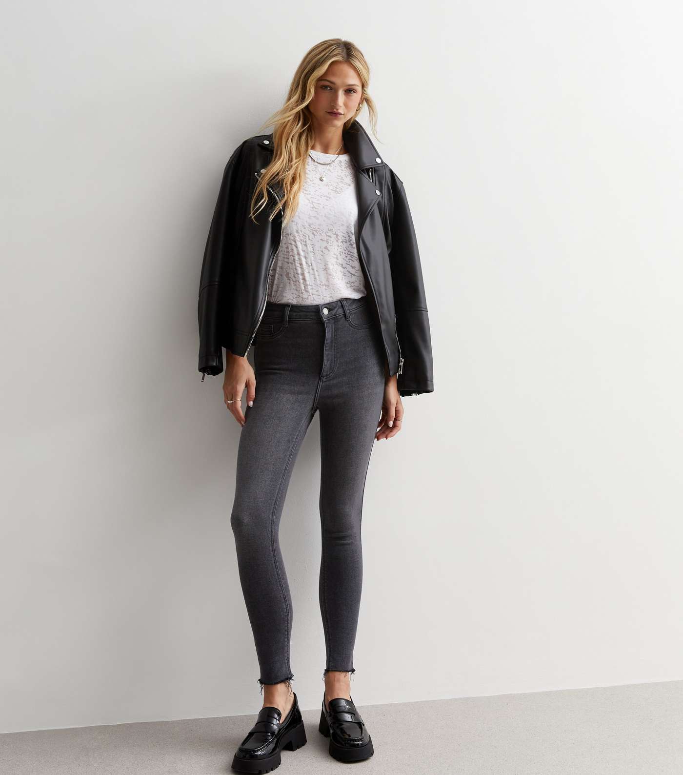 Dark Grey High Waist Hallie Super Skinny Jeans Image 2