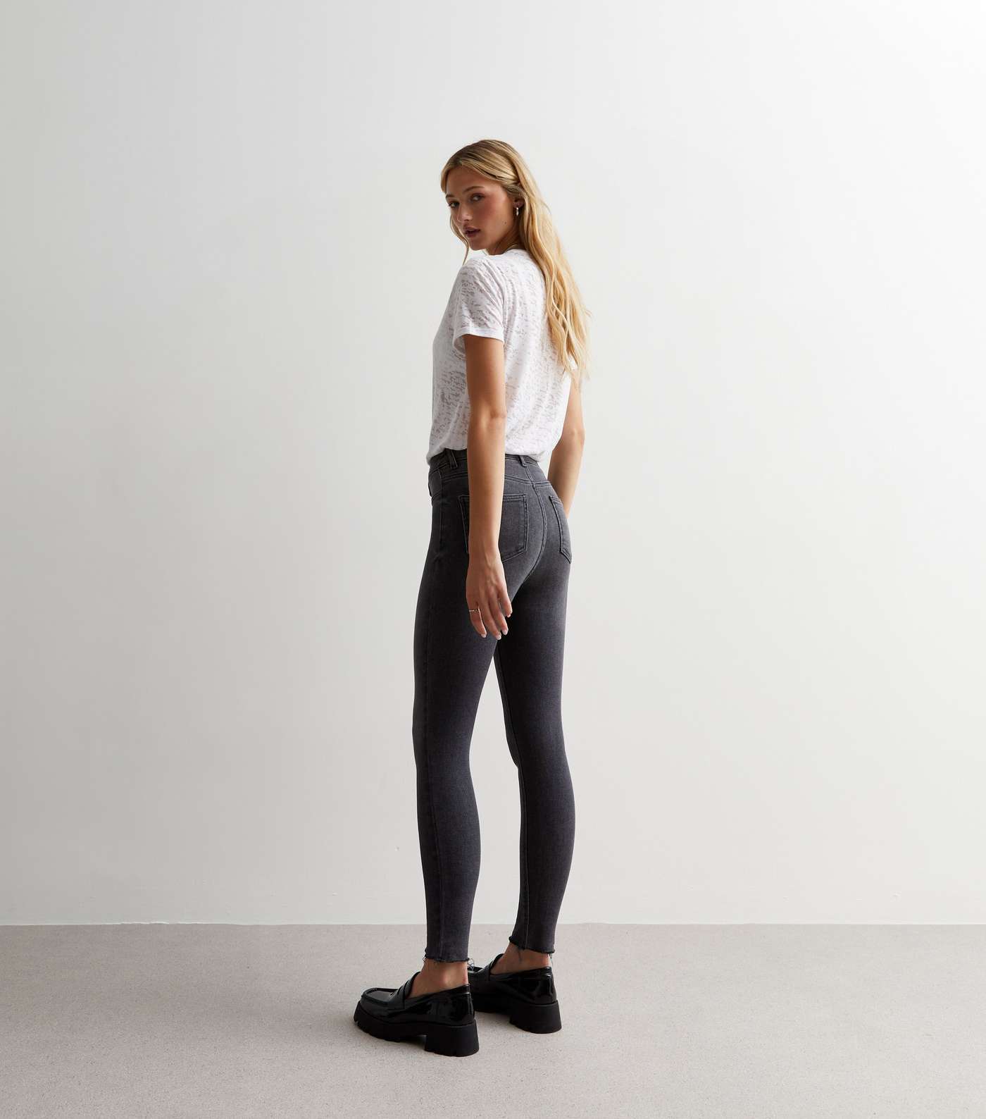 Dark Grey High Waist Hallie Super Skinny Jeans Image 4