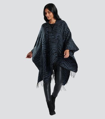 South Beach Black Zebra Print Blanket Wrap New Look