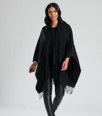 Black store fringe shawl