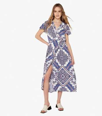 Apricot Blue Abstract Midaxi Dress