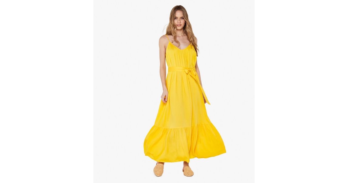 Apricot Yellow Tiered Midaxi Dress New Look